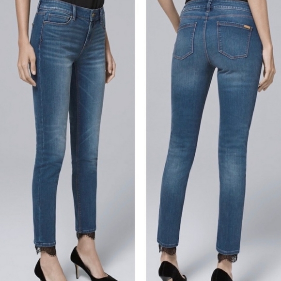 White House Black Market Denim - WHBM skinny jeans with lace ankle